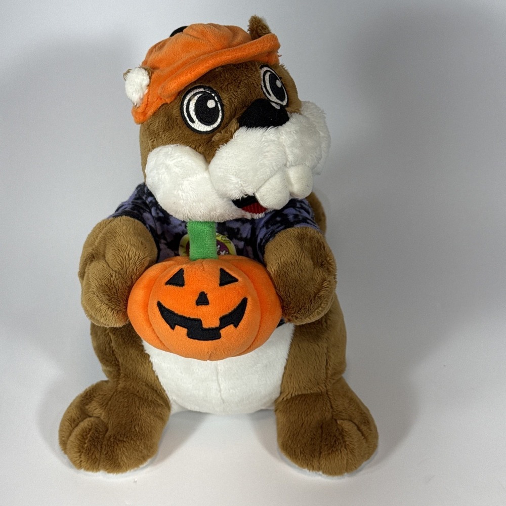 Buc-ee's Halloween Bucky Beaver Pumpkin 10" Hey BOO Tshirt Stuffed Plush 2024